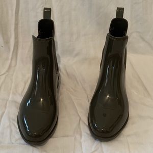 Dark green rain boots